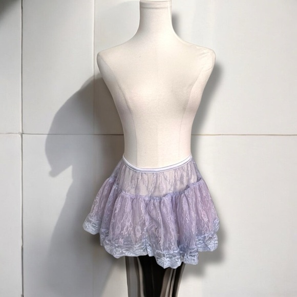 Vintage periwinkle blue Lavender Lace Mini Skirt tutu Fairycore pastel OS - Picture 1 of 7